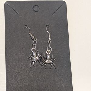 Silver Spider Dangle Earrings